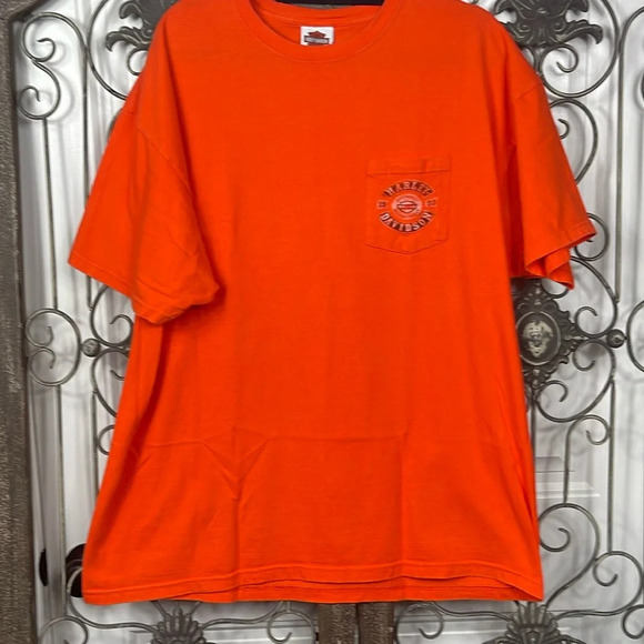Harley Davidson Pocket Tee-Shirt (Sz 2X) 2009 Color Orange.Oklahoma City,Ok - Picture 2 of 11